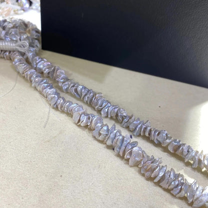 Natürliche Barockperlen Silberblau auf Strang, Unregelmäßige Keshi Süßwasserperlen gebohrt für DIY Schmuck, Petal Pearls 40cm