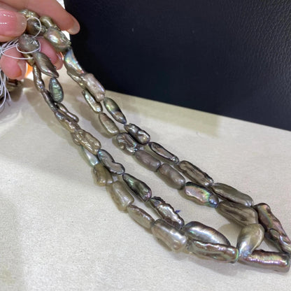 Natürliche barocke Stabperlen in Pfauengrün aus Süßwasserperlen, organische DIY Schmuckperlen für Ketten Armbänder Boho Projekte
