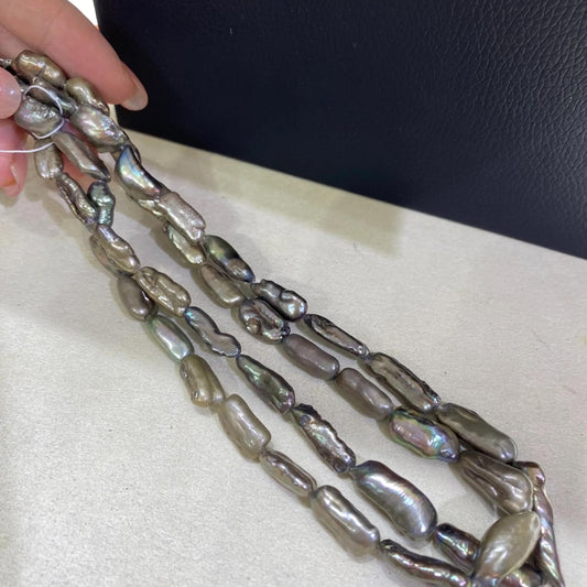 Natürliche barocke Stabperlen in Pfauengrün aus Süßwasserperlen, organische DIY Schmuckperlen für Ketten Armbänder Boho Projekte