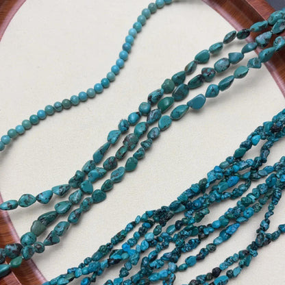 Natürliche Türkis Splitterperlen Strang – Unregelmäßige Nugget Edelsteinperlen für Schmuckherstellung, Heilsteine, Boho DIY Armband Kette