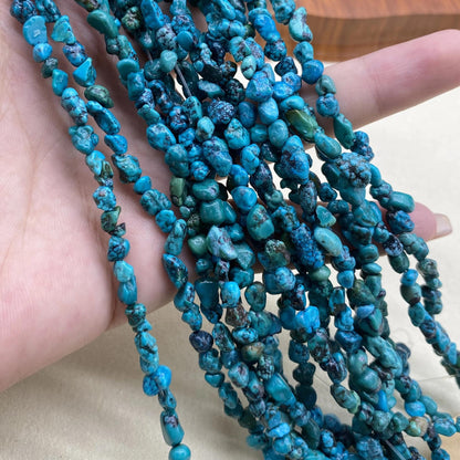 Natürliche Türkis Splitterperlen Strang – Unregelmäßige Nugget Edelsteinperlen für Schmuckherstellung, Heilsteine, Boho DIY Armband Kette