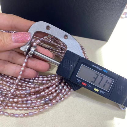 Natürliche Süßwasserperlen in Lavendelfarbe für DIY Schmuck, Kleine Reisform Perlen Strang, Oval Beads für Armbänder und Halsketten