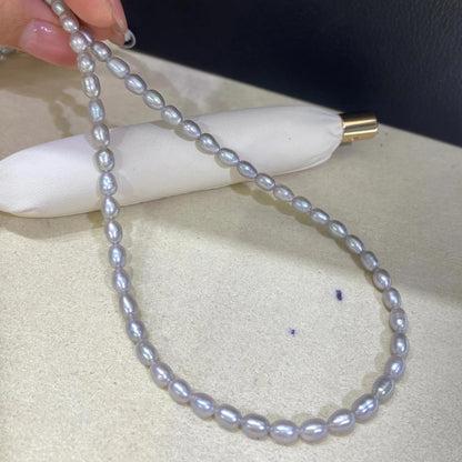 Graue Süßwasserperlen für Schmuckherstellung, Reisförmige Perlen mit Glanz, DIY Bastelperlen für Kette Armband Ohrringe