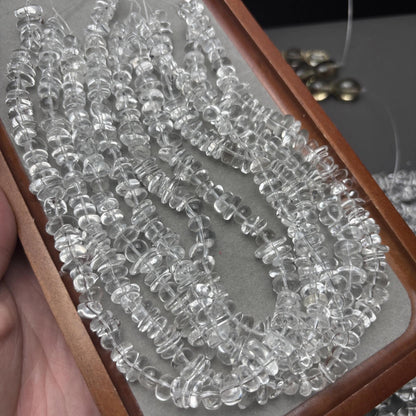 Natürlicher Bergkristall Nugget Perlen für DIY Schmuck, handpolierte Kristallchips, große unregelmäßige Edelstein Strang 38cm