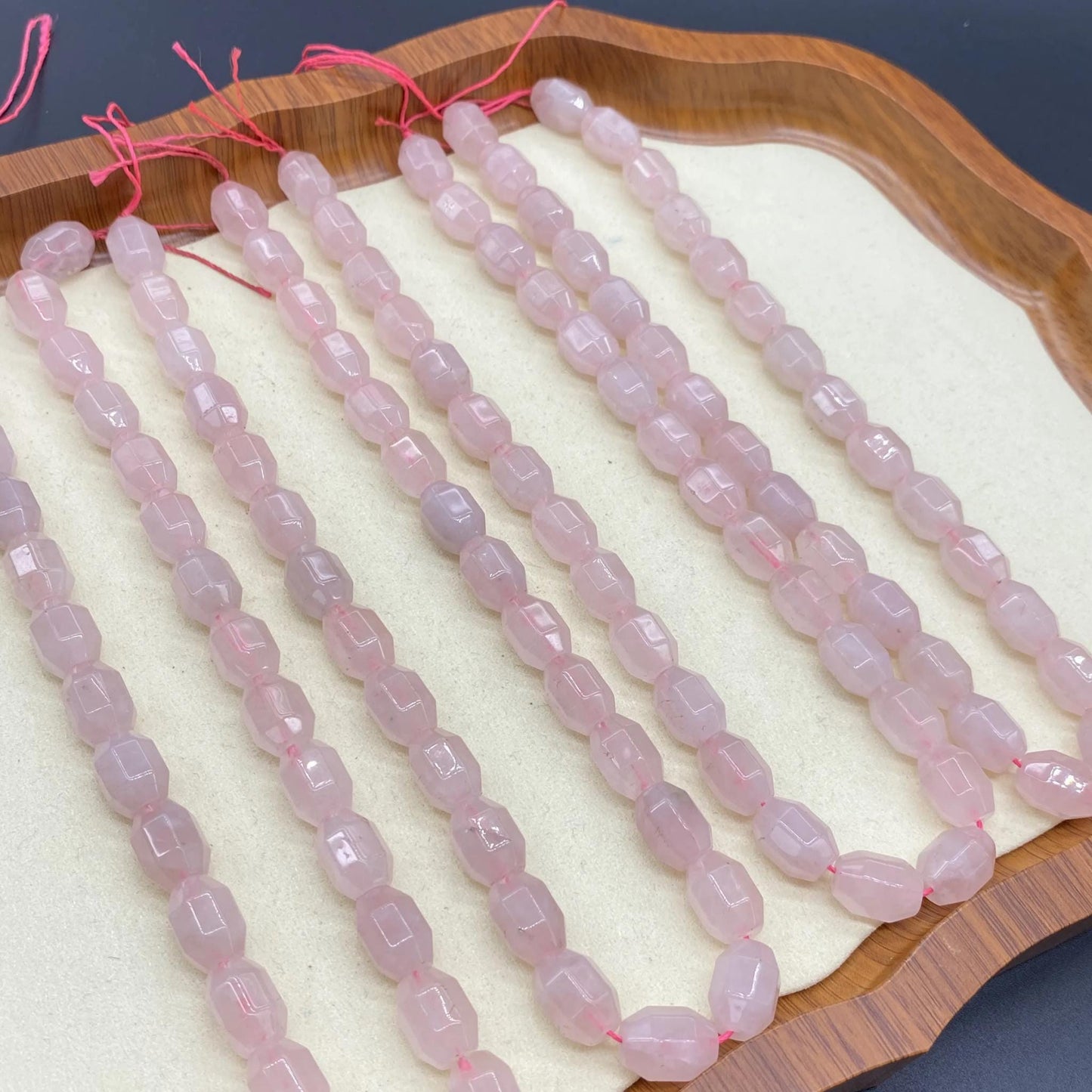 Natürliche Rosenquarz Fassperlen facettiert, rosa Edelsteinperlen Strang für DIY Armband Halskette, Octagon Barrel Beads Schmuckherstellung