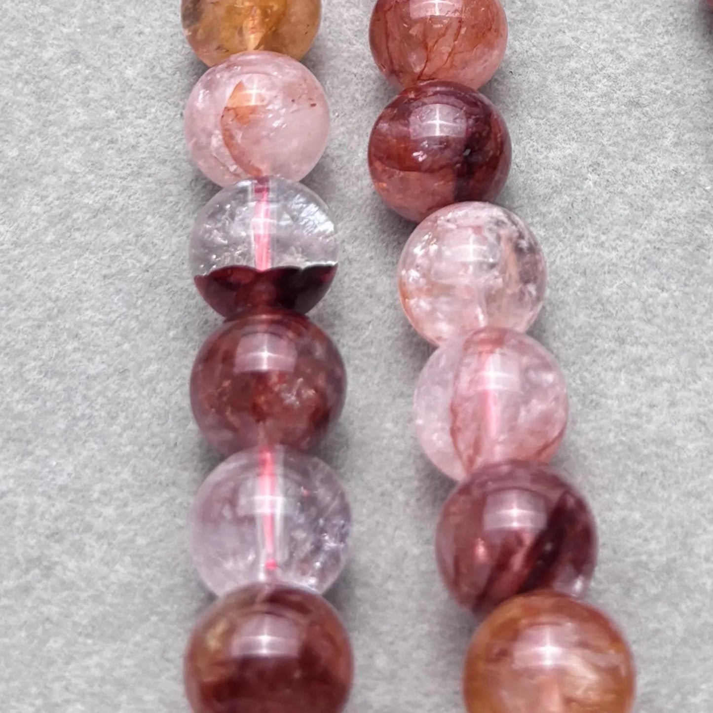 Strawberry Quartz Edelstein Perlenkette für DIY Schmuckherstellung, Rote Runde Perlen, Polierte Kugeln, Chunky Beads ca. 38cm