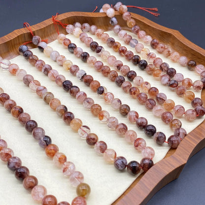 Strawberry Quartz Edelstein Perlenkette für DIY Schmuckherstellung, Rote Runde Perlen, Polierte Kugeln, Chunky Beads ca. 38cm