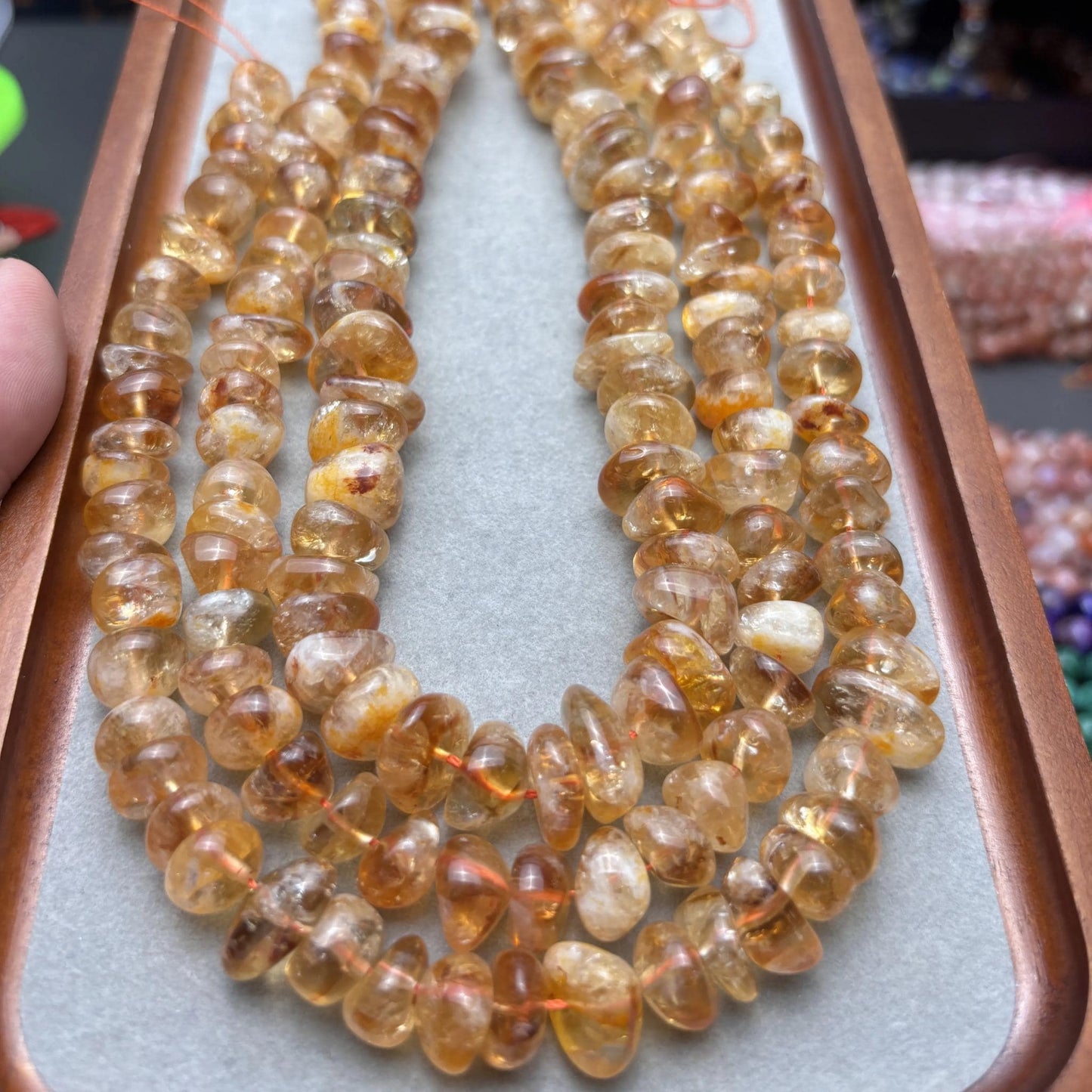 Natürliche Brasilianische Citrin Rohperlen für Schmuckherstellung - DIY Halskette Armband Material, Große Unregelmäßige Beads, 38cm Strang