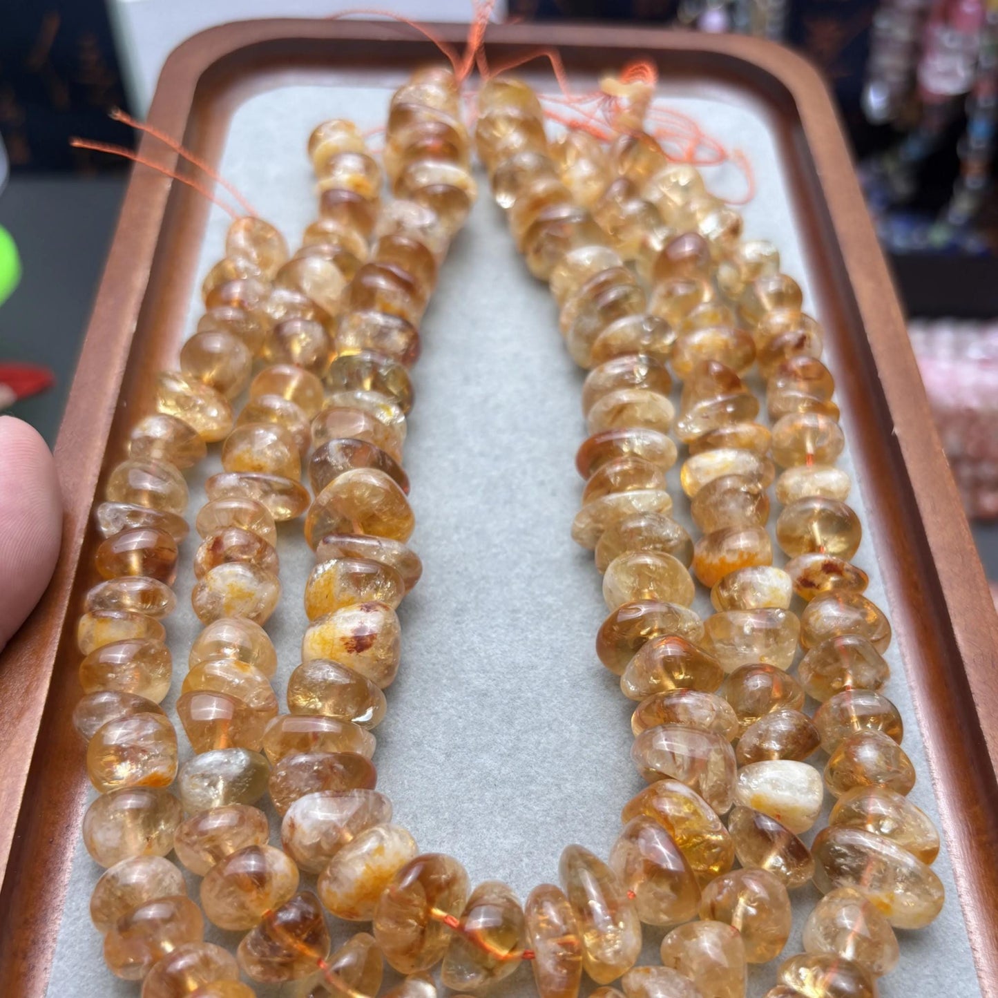 Natürliche Brasilianische Citrin Rohperlen für Schmuckherstellung - DIY Halskette Armband Material, Große Unregelmäßige Beads, 38cm Strang