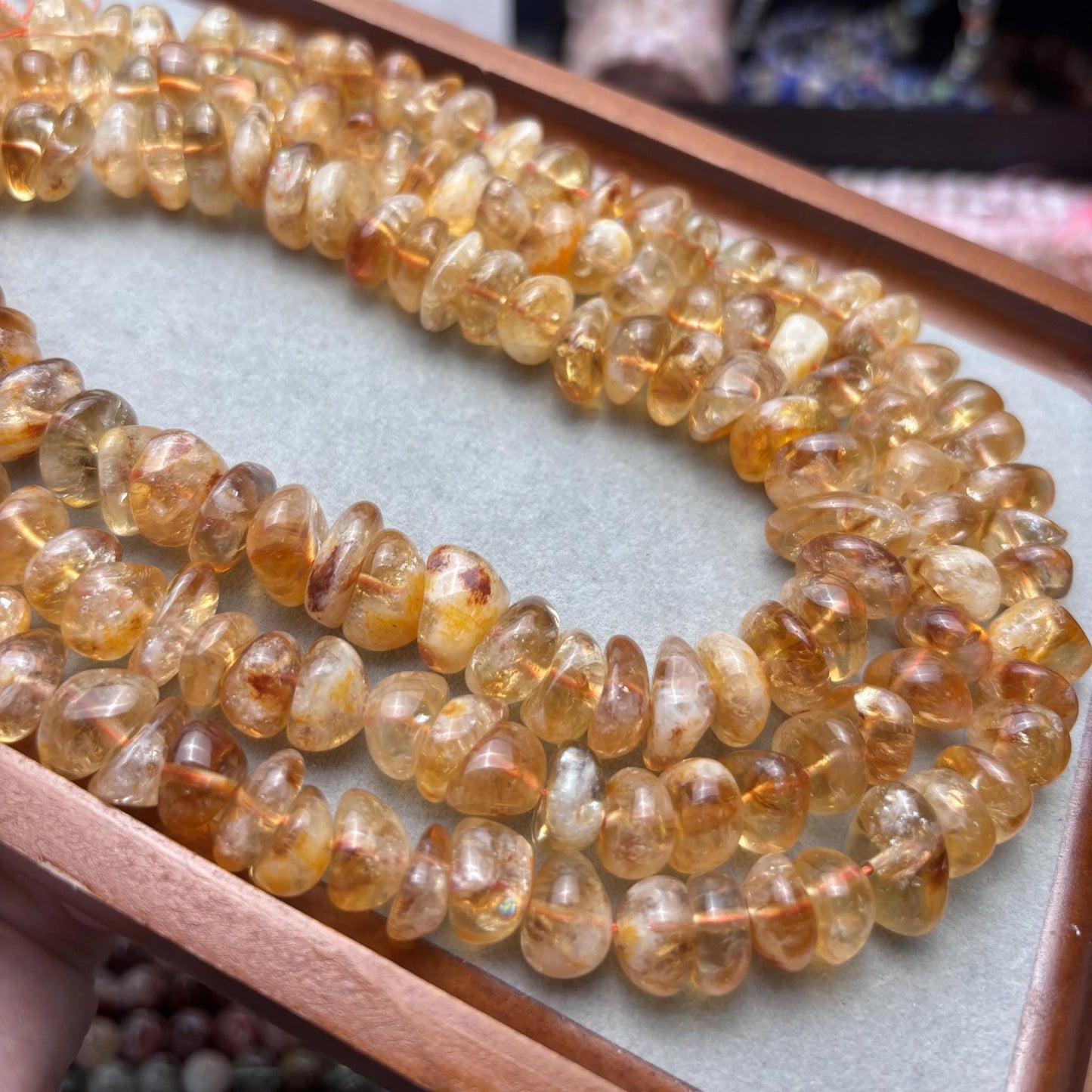 Natürliche Brasilianische Citrin Rohperlen für Schmuckherstellung - DIY Halskette Armband Material, Große Unregelmäßige Beads, 38cm Strang