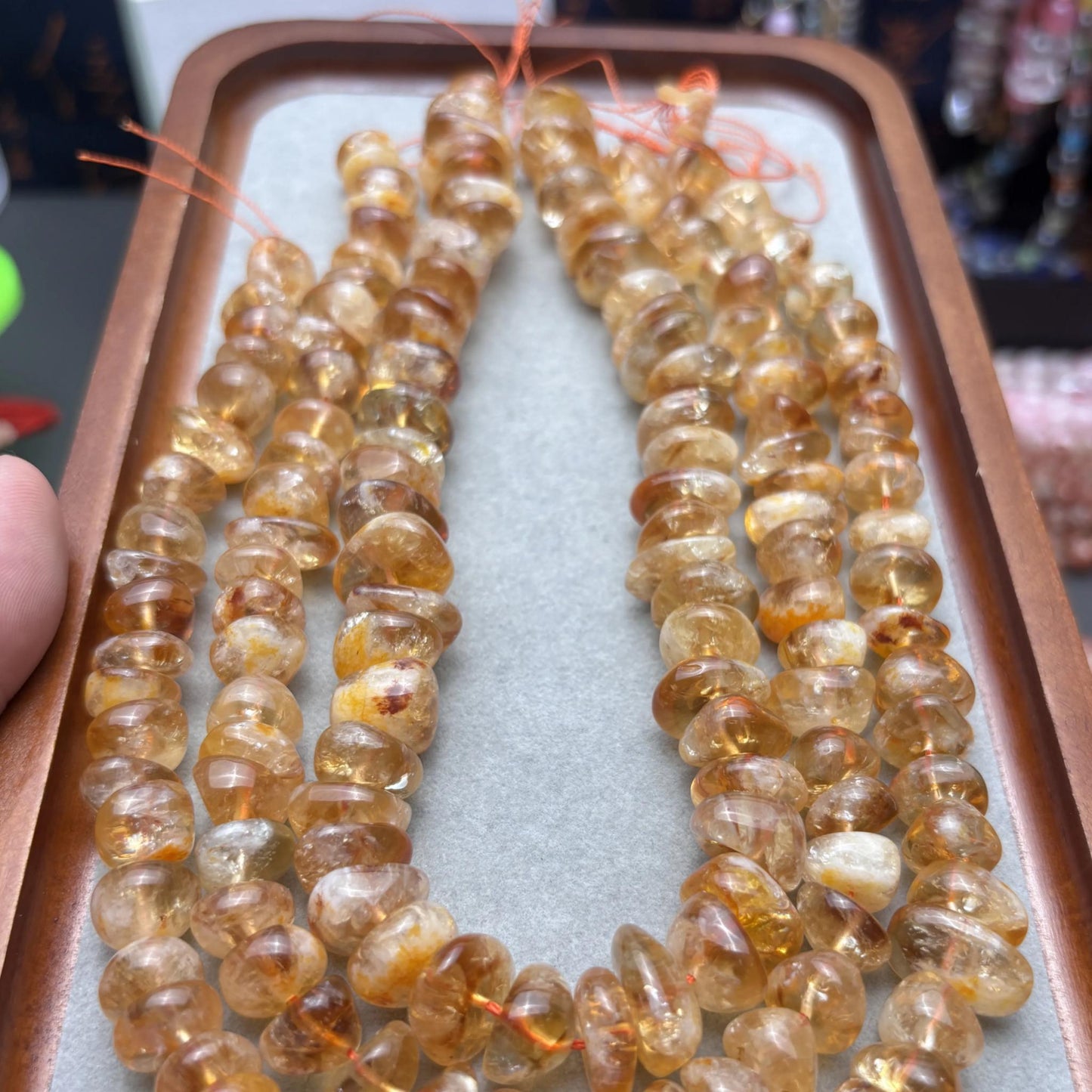 Natürliche Brasilianische Citrin Rohperlen für Schmuckherstellung - DIY Halskette Armband Material, Große Unregelmäßige Beads, 38cm Strang