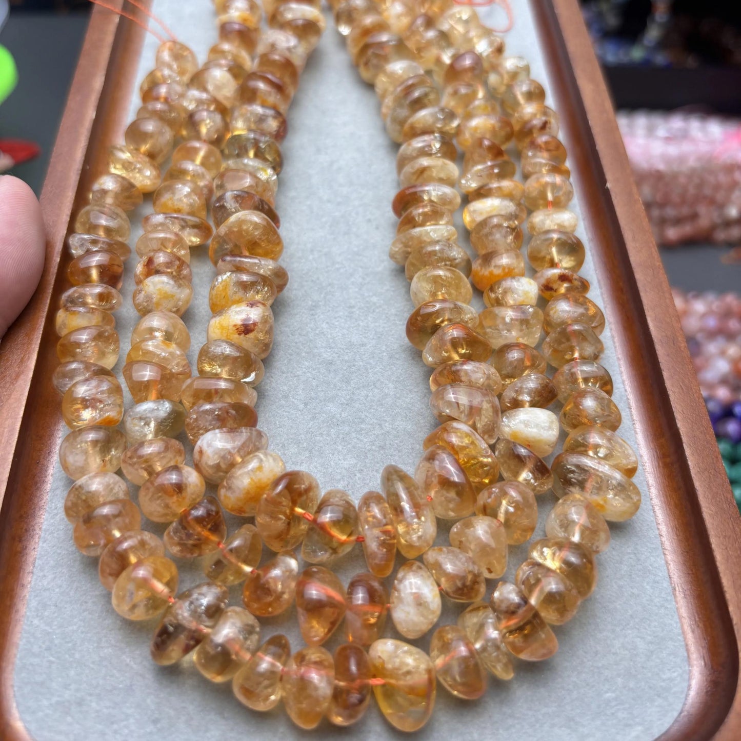 Natürliche Brasilianische Citrin Rohperlen für Schmuckherstellung - DIY Halskette Armband Material, Große Unregelmäßige Beads, 38cm Strang