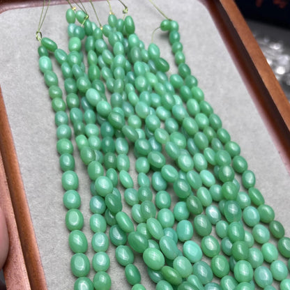 Natürliche grüne Aventurin Oval Cabochon Perlen – Polierte Edelsteinperlen für DIY Schmuckherstellung Kette Armband Strang ca. 40cm
