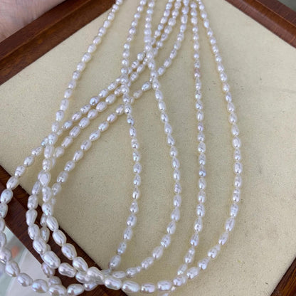 Natural White Freshwater Pearl Beads for Jewelry Making DIY Craft, Irregular Baroque Loose Pearls, Rice Shape, Small Oval Gemstone Beads