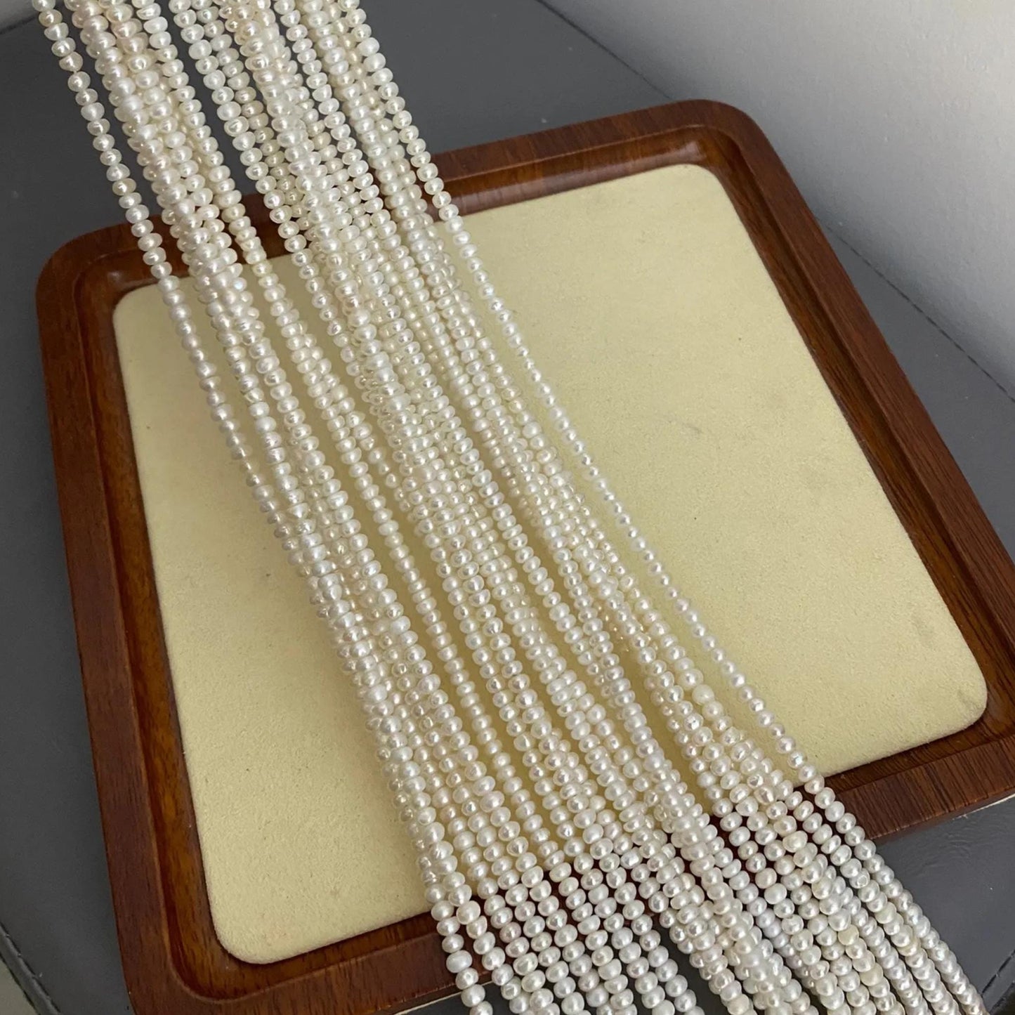 Small Button Freshwater Pearl Beads White Loose Round Pearls for DIY Jewelry Making, Big Hole Beads for Bracelet Necklace Craft