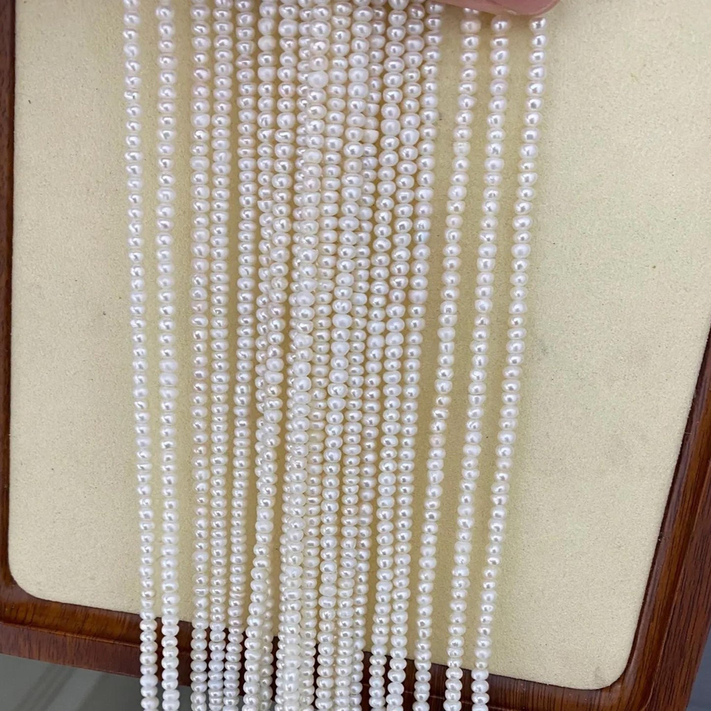 Small Button Freshwater Pearl Beads White Loose Round Pearls for DIY Jewelry Making, Big Hole Beads for Bracelet Necklace Craft