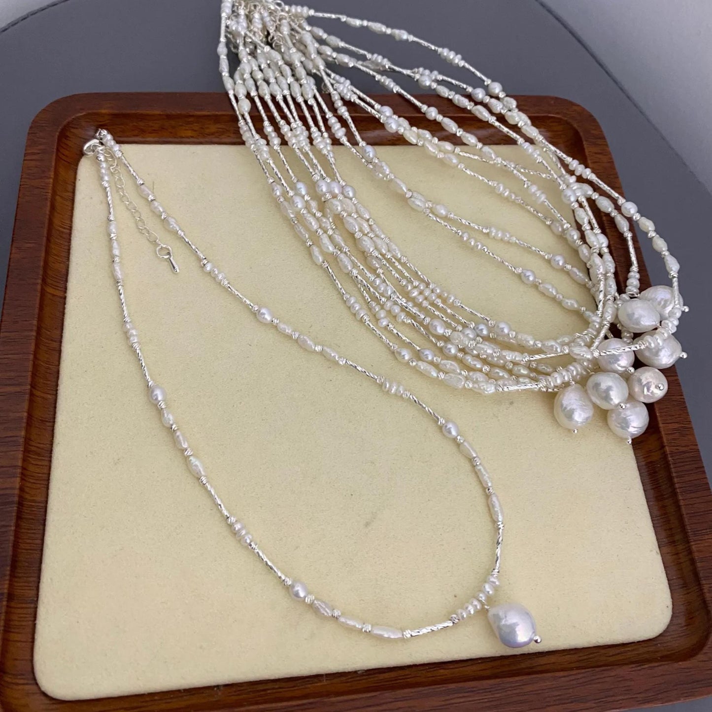 Handgemachte Barockperlenkette mit unregelmäßigen Süßwasserperlen, natürliche Boho Statement Halskette, Geschenk für Hochzeit & Alltag