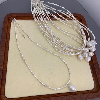 Handgemachte Barockperlenkette mit unregelmäßigen Süßwasserperlen, natürliche Boho Statement Halskette, Geschenk für Hochzeit & Alltag