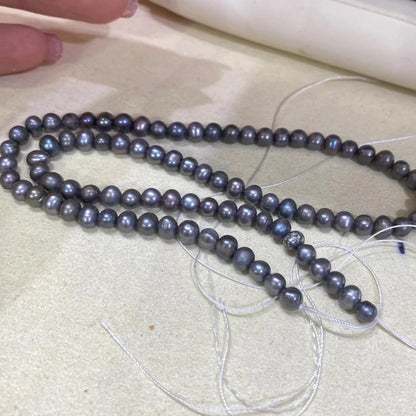 Gefärbte graue Süßwasserperlen für Schmuckherstellung, halbrunde Perlen auf 38cm Strang, ideal für Armbänder und Halsketten DIY
