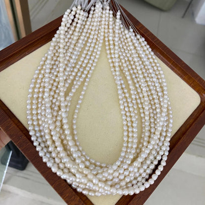 Natural Baroque Freshwater Pearl Beads Strand for Jewelry Making, Irregular White Rice Drop Pearls DIY Craft Supplies, Chunky Nugget Style