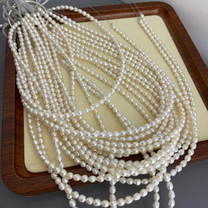 Natural Baroque Freshwater Pearl Beads Strand for Jewelry Making, Irregular White Rice Drop Pearls DIY Craft Supplies, Chunky Nugget Style