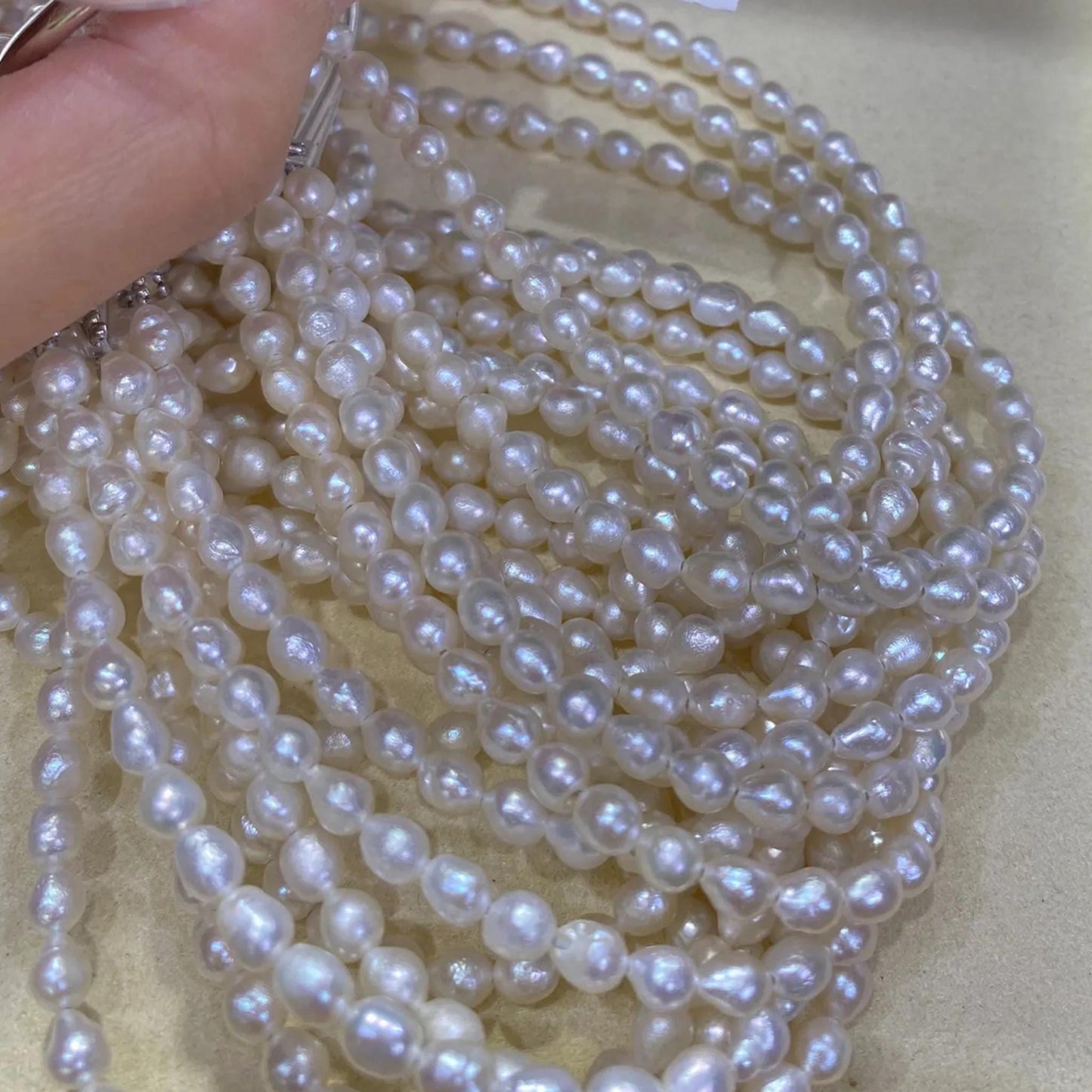 Natural Baroque Freshwater Pearl Beads Strand for Jewelry Making, Irregular White Rice Drop Pearls DIY Craft Supplies, Chunky Nugget Style