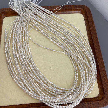Tiny Barock Süßwasserperlen Strang für Schmuckherstellung, natürliche unregelmäßige weiße Reisform Perlen DIY Zubehör