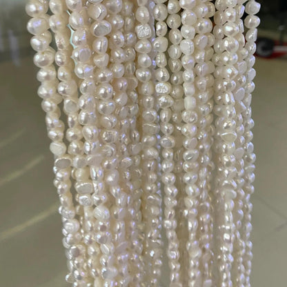 Natural Baroque Freshwater Pearl Beads Strand for Jewelry Making, Irregular White Rice Drop Pearls with Organic Rings DIY Supplies