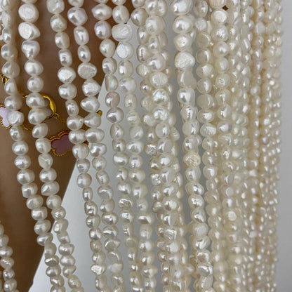 Natural Baroque Freshwater Pearl Beads Strand for Jewelry Making, Irregular White Rice Drop Pearls with Organic Rings DIY Supplies