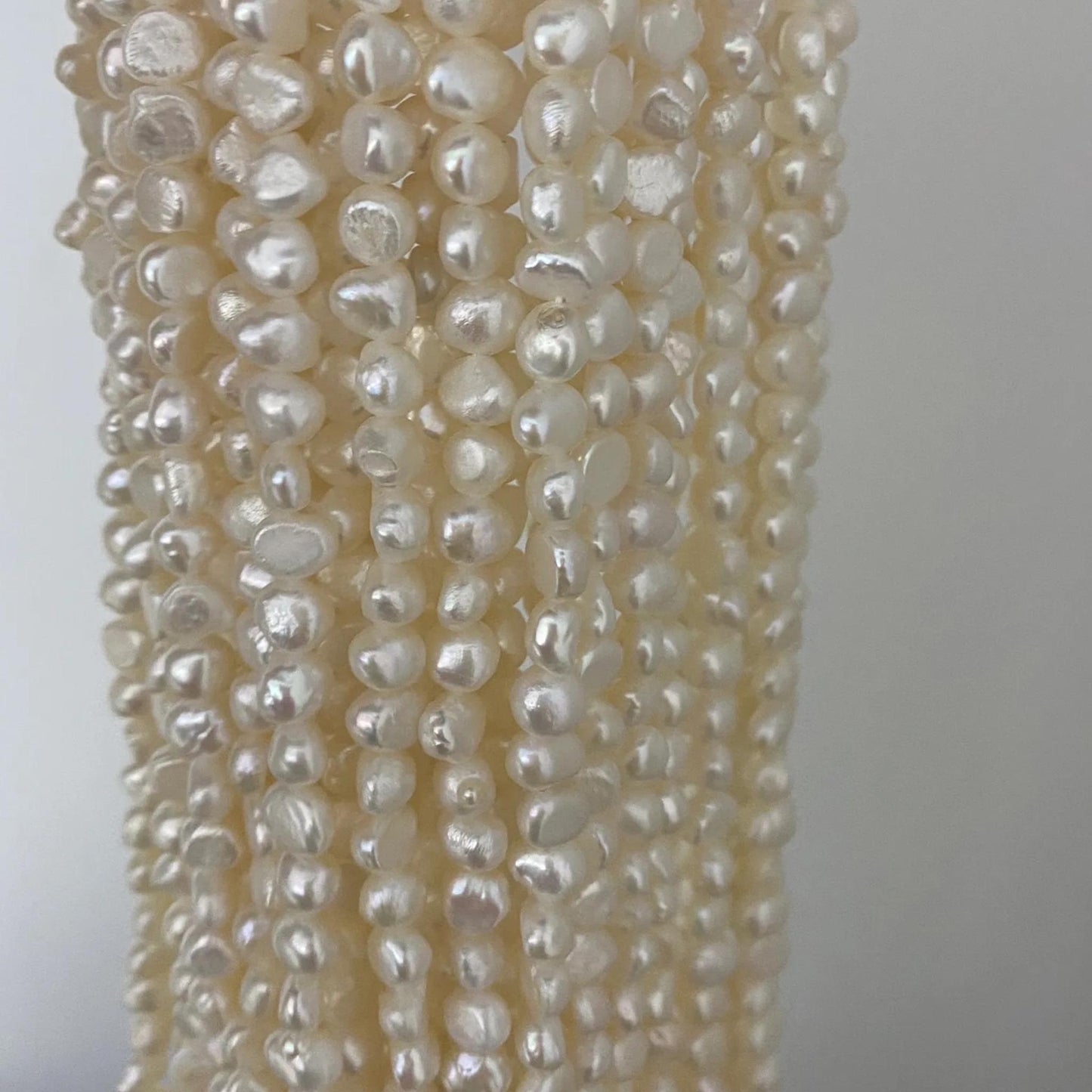 Natural Baroque Freshwater Pearl Beads Strand for Jewelry Making, Irregular White Rice Drop Pearls with Organic Rings DIY Supplies