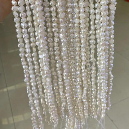 Natural Baroque Freshwater Pearl Beads Strand for Jewelry Making, Irregular White Rice Drop Pearls with Organic Rings DIY Supplies