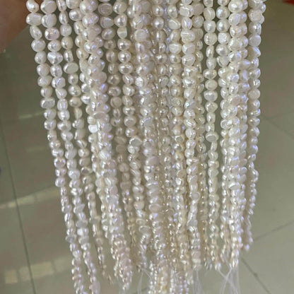 Natural Baroque Freshwater Pearl Beads Strand for Jewelry Making, Irregular White Rice Drop Pearls with Organic Rings DIY Supplies