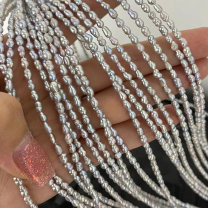Natürliche Barock Süßwasserperlen Strang für Schmuckherstellung, unregelmäßige graue Reisform Perlen DIY Zubehör kleine Beads