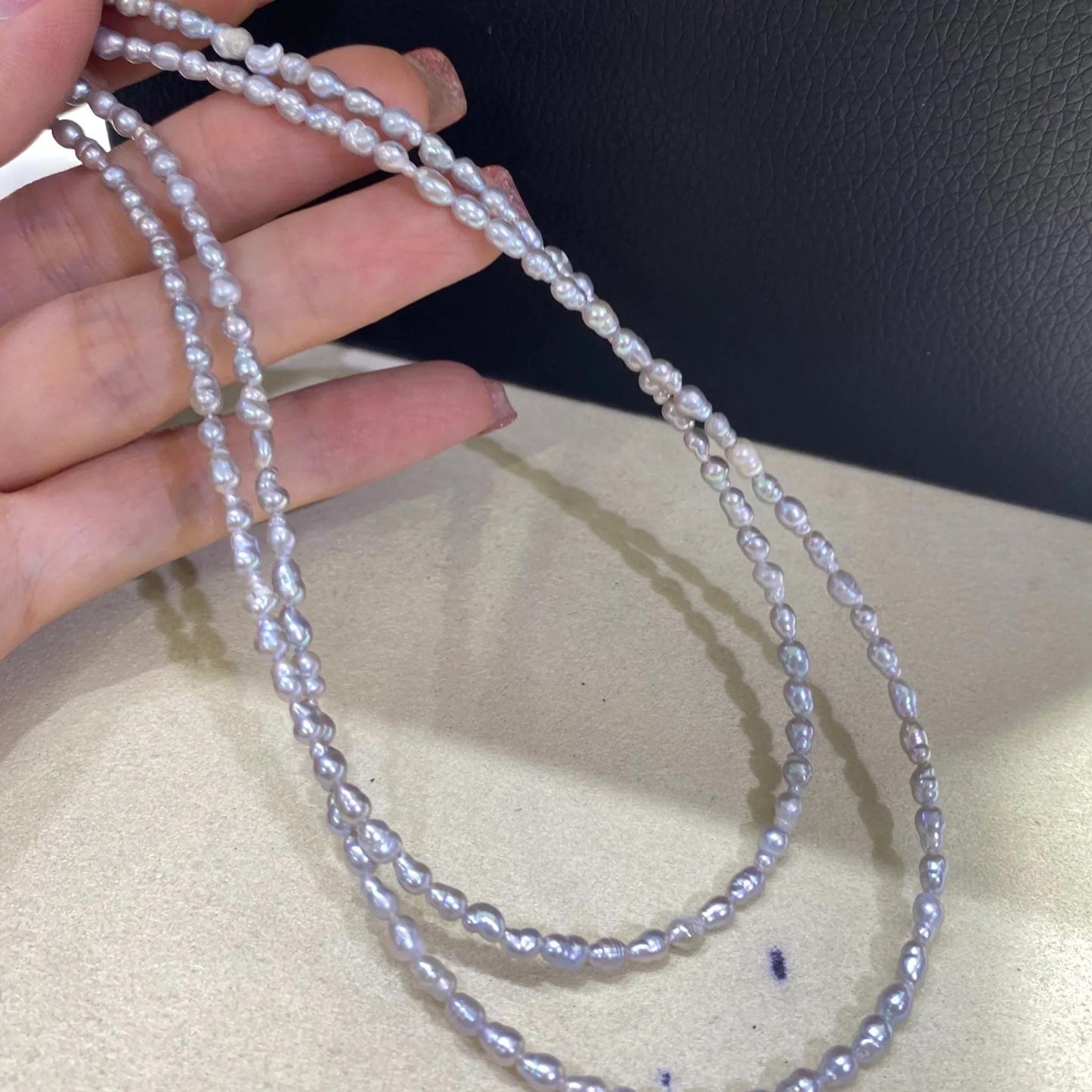 Natürliche Barock Süßwasserperlen Strang für Schmuckherstellung, unregelmäßige graue Reisform Perlen DIY Zubehör kleine Beads