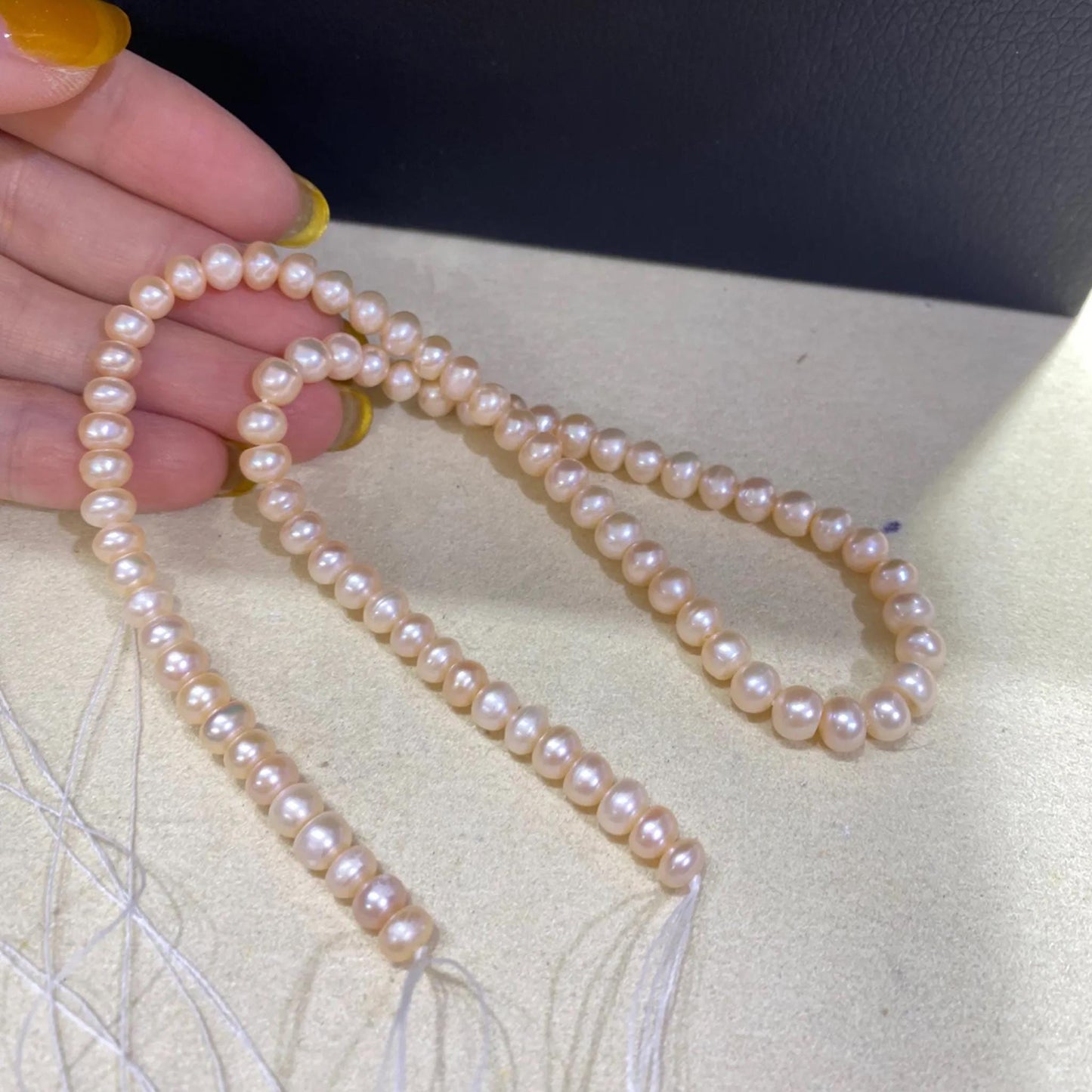 Natürliche Süßwasserperlen Strang für Schmuckherstellung, Barock Oval Perlen in Pfirsich Orange, DIY Schmuck Zubehör kleine Beads