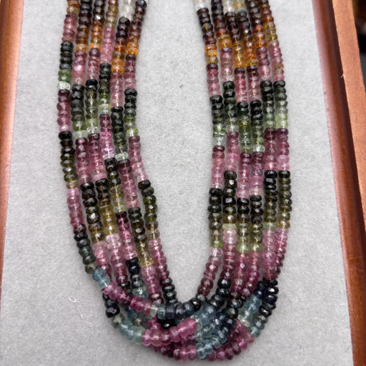 Natürliche bunte Turmalin Rondelle Perlen facettiert, Regenbogen Edelstein Disc Beads Strang für DIY Schmuckherstellung Supplies