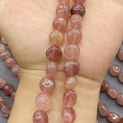 Natürliche Strawberry Quarz Perlen, unregelmäßige runde Kristallperlen, Heilsteine Strang für DIY Schmuckherstellung, ca. 38cm