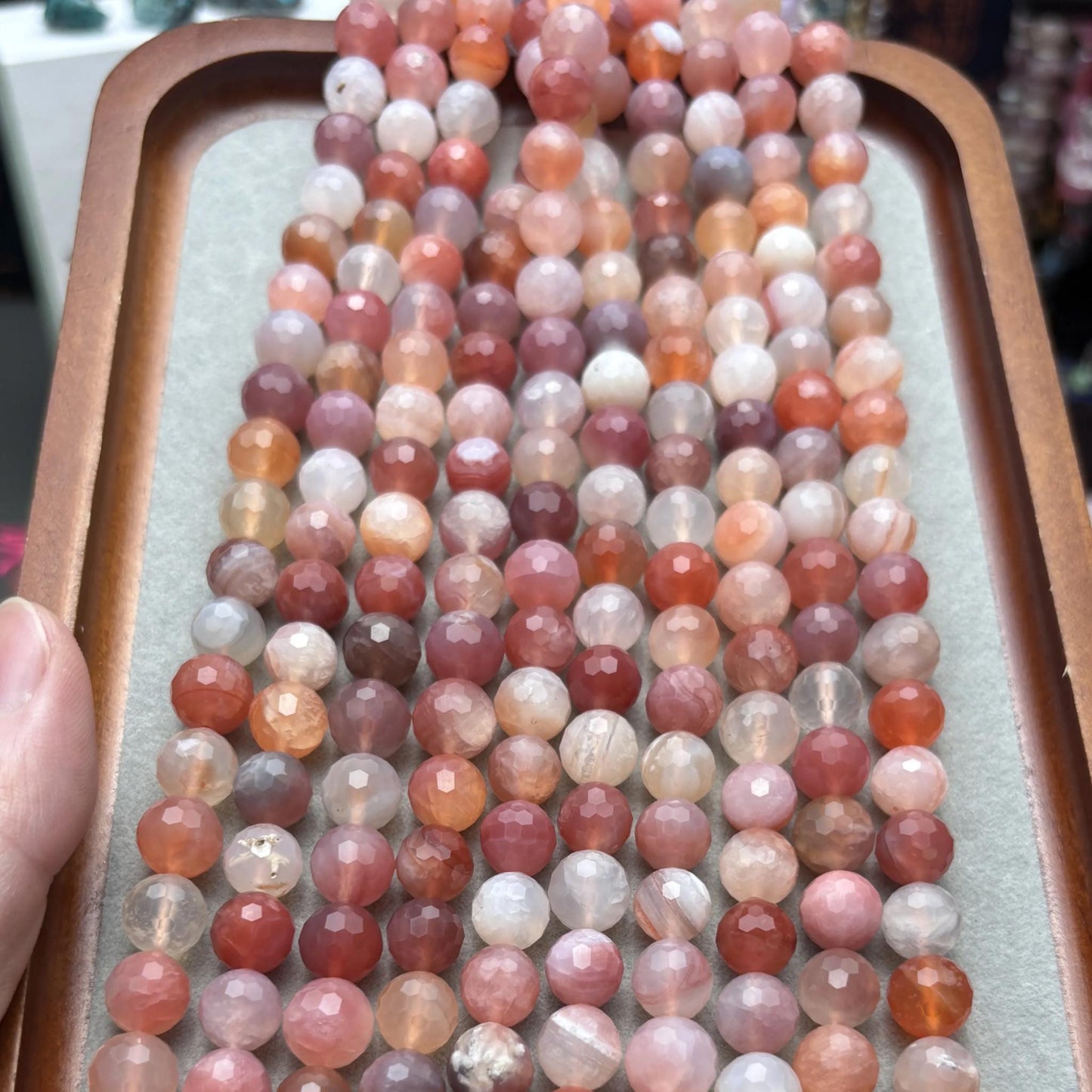 Natürliche Sonnenstein Facettierte Rundperlen Strang, Funkelnde Orange Edelsteinperlen, Heilsteine DIY Schmuckzubehör für Armbänder Ketten