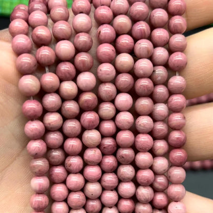 Natürliche rosa Holzmaserung Steinperlen rund poliert für DIY Schmuckherstellung Armband Halskette große runde Perlen 38cm Strang