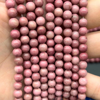 Natürliche rosa Holzmaserung Steinperlen rund poliert für DIY Schmuckherstellung Armband Halskette große runde Perlen 38cm Strang