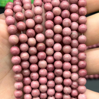 Natürliche rosa Holzmaserung Steinperlen rund poliert für DIY Schmuckherstellung Armband Halskette große runde Perlen 38cm Strang
