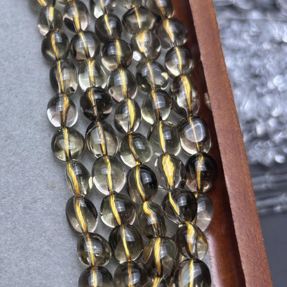 Natürliche Rauchzitronen Olivenform Perlen poliert transparent Edelstein Strang DIY Schmuckherstellung große Nugget Perlen 38cm