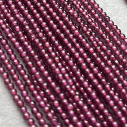 Natürliche Rhodolith Granat Perlen rund glatt Mikroperlen Edelsteinstrang für DIY Armbänder Halsketten Schmuckdesign 2mm 38cm
