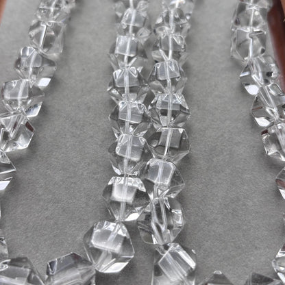 Natürliche klare Bergkristall Faceted Chunky Nugget Perlen Strang für DIY Schmuckherstellung Halskette Armband 38cm große Kristallperlen