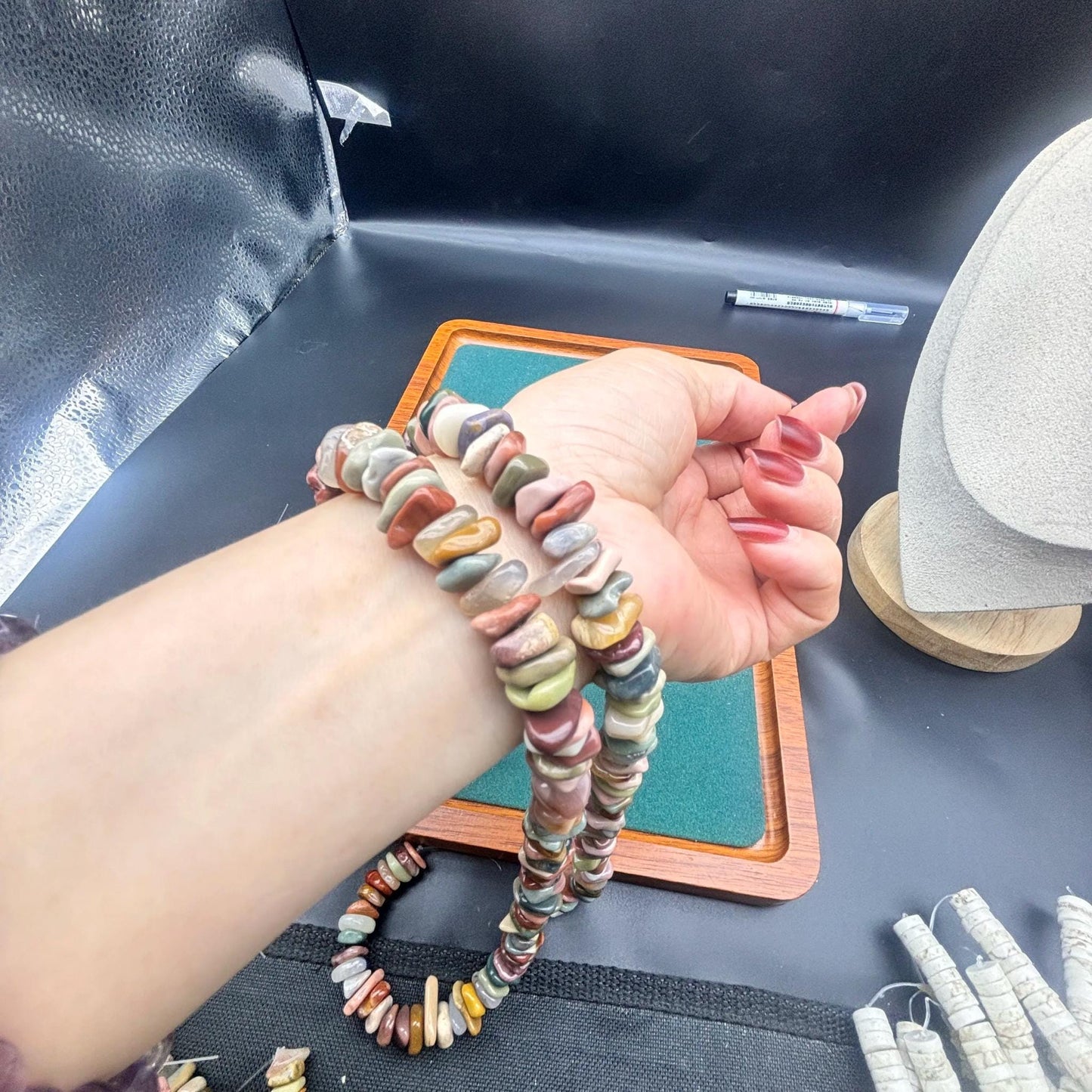 Natürliche Alxa Achat Perlen, bunte freie Scheiben Nuggets, seitlich gebohrte Chips, glatt polierte Edelsteine, DIY Schmuckherstellung