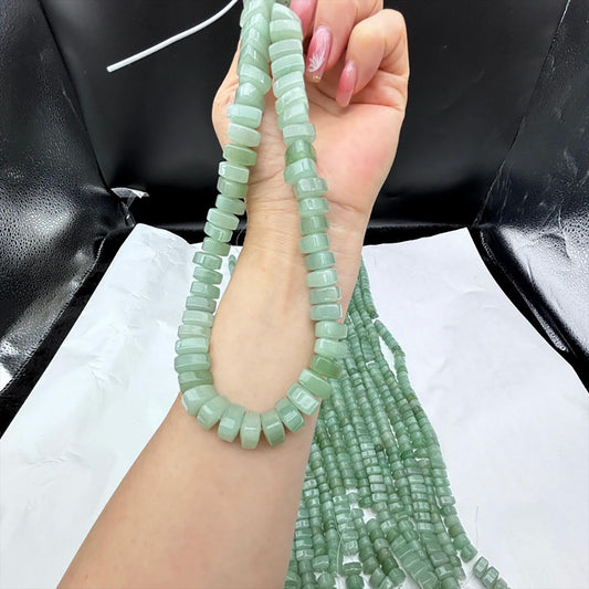 Grüne Aventurin Spacer Beads – Natürliche runde Scheibenperlen für Schmuckherstellung – Glatt poliert, DIY Halbedelstein