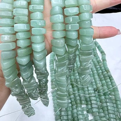 Grüne Aventurin Spacer Beads – Natürliche runde Scheibenperlen für Schmuckherstellung – Glatt poliert, DIY Halbedelstein