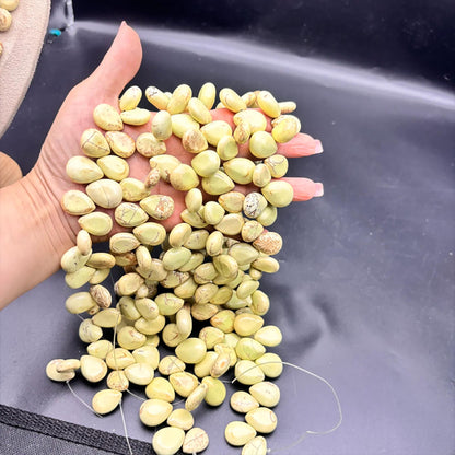 Natürliche Tropfenform Jaspis Perlen für DIY Schmuck Grüngelbe Teardrop Edelsteine, poliert, ca. 47 Stück pro Strang, Boho Stil Bastelperlen