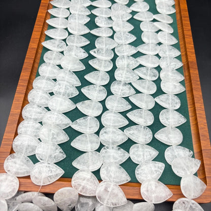 Weißer Bergkristall Tropfenperlen Strang, natürliche Herz Tropfen Schmucksteine poliert, große Quarzperlen für DIY Schmuckherstellung