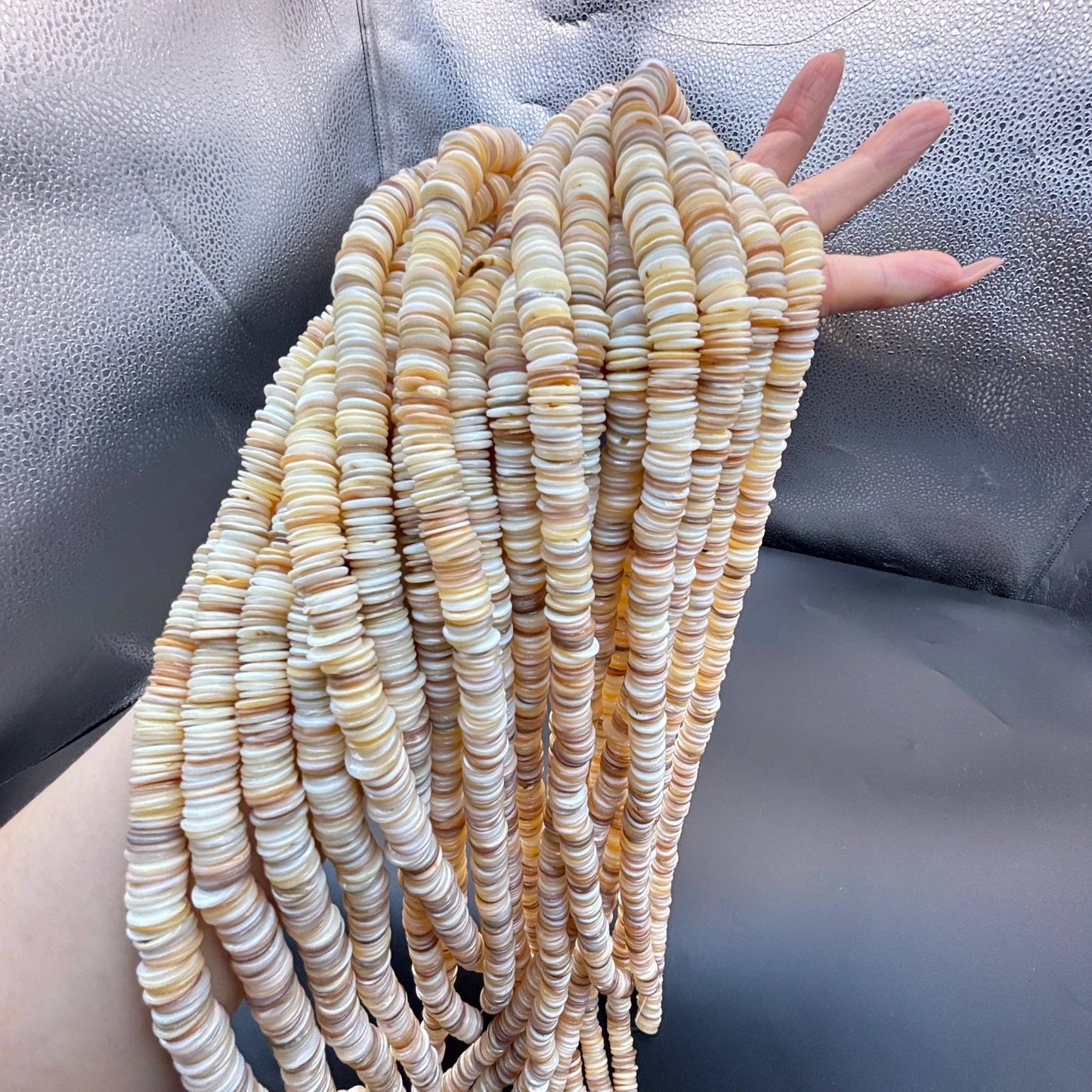 Natürliche Muschel Heishi Perlen, flache Scheiben Spacer, ultra dünne Boho Beads für DIY Schmuckherstellung, Strand Stil Perlenset